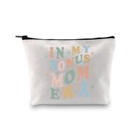 PLITI Bonus Mom - Bolsa de maquillaje para madrastra, regalos de cumpleaños de hija en mi bono Mom Era, regalo para suegra, bolsa de cosméticos de boda, In My Bonus Mom Bagu, moda