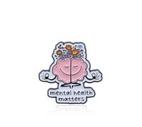 PLITI Broche de concienciación sobre la salud mental, regalo para psicólogos, consejeros psicológicos, asuntos de salud mental, broche para el cerebro
