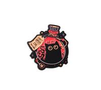 PLITI Broche de gato negro místico para amantes de los gatos, regalo para mamá y gato, no abras el mal en el interior, Medium, Acero inoxidable