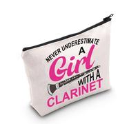PLITI Clarinete regalo Clarinetista regalo Clarinete Jugador Regalo Clarinete Amante Regalo Nunca subestimes a una niña con una bolsa de maquillaje para clarinete, Bagu para clarinete para niña, moda