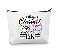 PLITI Clarinete regalo jugador de clarinete, regalo para amantes del clarinete, regalo sin mi clarinete Life Would Bb, bolsa de maquillaje para clarinete, regalo para profesores, Clarinete Lifeu, Moda