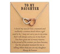 PLITI Collar con colgante de corazón entrelazado con texto en inglés «To My Daughter», regalo para hija de mamá, papá, orgulloso de hija, Medium, Acero inoxidable, Circonia cúbica