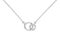 PLITI Collar de condolencias en memoria de un ser querido, regalo conmemorativo, regalo conmemorativo, regalo de ala de ángel, doble colgante circular entrelazado, Medium, Acero inoxidable, Circonita