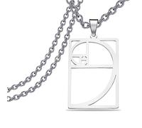 PLITI Collar de proporción dorada, regalo geomético, regalo matemático, regalo de matemáticas, colgante de símbolo de relación de secuencia de Fibonacci para amantes de las matemáticas, Medium, Acero