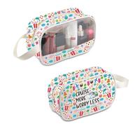 PLITI Cruise Vacation - Bolsa de maquillaje para vacaciones con texto en inglés "Cruise More Worry Less Cruising", regalo temático de verano para amantes de la playa, regalo de viaje de vacaciones