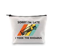 PLITI Divertido regalo de juego de palabras de matemáticas, regalo para amantes de las matemáticas, bolsa de maquillaje Sorry I'm Late I Took The Rhombus Math Nerd bolsa con cremallera, Tomó el