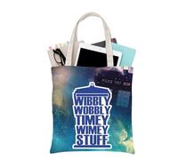 PLITI Dr Who TV Show Inspired Gift Doctor Tote Bag Policeman Box Fan Gift Wibbly Timey Wimey Stuff Gift Dr Who Gift, Wibbly Wobbly Tgu, medium