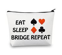 PLITI Eat Sleep Bridge Repeat Bolsa de maquillaje Bridge Player Gift Bridge Card Game Gift Bridge Lover Poker Player Gift Gambler Gift, Comer Dormir Bridgeu, moda