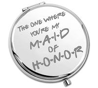 PLITI Espejo compacto de dama de honor, regalo de despedida de soltera, The One Where You're My Maid Of Honor, espejo de bolsillo para boda (Where Maid Honor CM U)