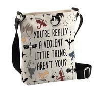 PLITI Fourth Wing Merch Dragon Rider Fans Gift You're Really a Violent Little Thing Fourth Wing Book Lover Crossbody Bag, Little Thing Cbagu, 8×7.5×1.8inches
