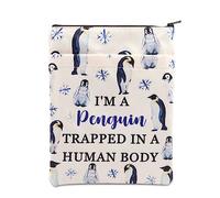 PLITI Funda de libro de pingüino, regalo para amantes de los pingüinos, con texto en inglés "I'm A Penguin Trapped in A Human Body Inspiration" para amantes de los animales (pingüino atrapado en el