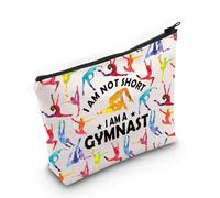 PLITI Gymnast Gifts - Bolsa de maquillaje para gimnasia, regalo para mamá, regalo para bailarina, bolsa de maquillaje con texto en inglés "I Am Not Short I Am A Gymnast", No corto Gymnast Bagu, moda