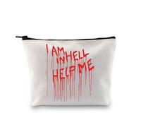 PLITI Hellraiser Gift Hellraiser Pinhead Fans Gift I Am in Hell Help Me 1980s Bolsa de maquillaje para amantes del terror, Ayúdame Bagu, moda
