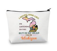 PLITI Michiga Travel Gift Michigan - Bolsa de maquillaje con cremallera, Might Michigau, moda