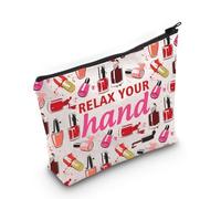 PLITI Nail Technician Gifts Nail Tech Regalo de graduación para artistas de uñas, regalo de agradecimiento para relajar tu mano, bolsa de maquillaje para manicurista, Relax Hand Bagu, moda