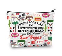 PLITI Neceser de maquillaje de Las Vegas para vacaciones de Las Vegas, regalo de viaje de Las Vegas, recuerdo de Las Vegas para mujeres, regalo de casino, Might Las Vegasu, moda