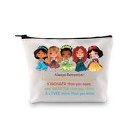 PLITI Princess Squad Gift Fairy Tales Gift Always Remember You are Braver Than You Believe Princess Character Bolsa de maquillaje, Recuerda a la princesa Bagu, moda