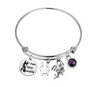 PLITI Pulsera de villanos con texto en inglés "I Run This Castle con texto en inglés "Reina malvada", regalo inspirador, cara de bruja, regalo de bocinas, joyería, M, Acero inoxidable, Sin gemas.