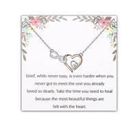 PLITI Regalo de aborto espontáneo, pérdida de embarazo, collar conmemorativo de pérdida de condolencias del bebé, colgante de corazón infinito para mujer, Medium, Acero inoxidable