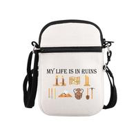 PLITI Regalo de arqueología, regalo de antropología, regalo de graduación de arqueólogo, My Life Is In Ruins, bolsa cruzada para arqueólogo, Life Ruins Zcbagu, 8.26×5.7×0.78inches