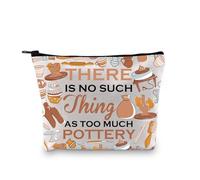 PLITI Regalo de cerámica para artistas, regalo para amantes de la cerámica, regalo para amantes de la cerámica, no hay tal cosa como demasiado bolsa de maquillaje, Mucho Pottery Bagu, moda