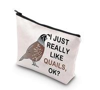 PLITI Regalo de codorniz, regalo para amantes de la codorniz, regalo con texto en inglés "I Just Really Like Quails Ok?", bolsa de maquillaje, regalo para dueños, regalo para fanáticos de codornices,