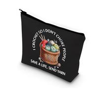 PLITI Regalo de ganchillo para amantes del ganchillo, regalo I Crochet So I Don't Choke People Save A Life Send Yarn Bolsa de maquillaje para tejer, Crochet So Yarn Blu, moda