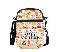 PLITI Regalo de perro caliente, regalo para fanáticos de los perros calientes, regalos de chef, perros calientes son mi espíritu, bolsa cruzada para amantes de la comida, Comida para perros calientes
