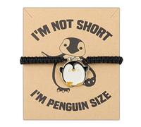 PLITI Regalo de pingüino, regalo para amantes de los pingüinos, regalo para fanáticos de los pingüinos, regalo con texto en inglés "I'm Not Short I'm Penguin, Medium, Acero inoxidable, Circonita