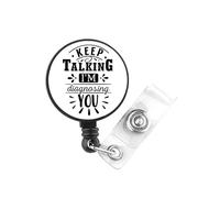 PLITI Regalo de psicólogo, consejero de psicología, regalo de salud mental, regalo con texto en inglés "Keep Talking I'm Diagnosing You", carrete de insignia de psicología (insignia Keep Talking U)