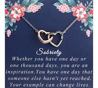 PLITI Regalo de sobriedad, regalo de recuperación de adicciones, regalo anónimo, regalo de 12 pasos, sobriedad, collar de corazón entrelazado, M, Acero inoxidable, Sin gemas.