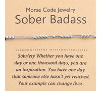 PLITI Regalo de sobriedad, regalo de recuperación de adicciones, regalo de 12 pasos, pulsera con código morse, sobrio, regalo de hito AA, alcohólicos, regalo anónimo, mediano, acero inoxidable, sin