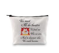 PLITI Regalo de teatro dramático divertido para actor, actriz, comedia, tragedia, máscara, regalo con texto en inglés «We Must All Do», bolsa de maquillaje para artistas, Do Theatre Bagu, moda