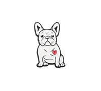 PLITI Regalo para amantes del bulldog francés, bulldog francés con corazón esmaltado, regalo temático de bulldog francés, regalo para dueño de perro, regalo para mamá, Medium, Acero inoxidable
