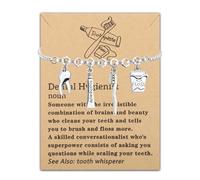 PLITI Regalo para dentista, regalo de asistente dental, regalo de graduación, regalo de dentista, pulsera de higienista dental, Medium, Acero inoxidable, DH Slide bgU