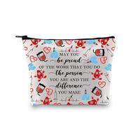 PLITI Regalos de flebotomía para mujeres, para técnicos de flebotomía, regalo de enfermera, regalo con texto en inglés "May You Be Proud of The Work You Do", bolsa de maquillaje para PBT, Be Proud