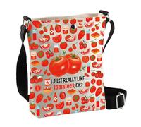 PLITI Regalos inspirados en los tomates Just Really Like Tomatoes Ok Ketchup Lover Crossbody Bag Regalos para los amantes de la comida, Como tomates Cbagu, 8×7.5×1.8inches