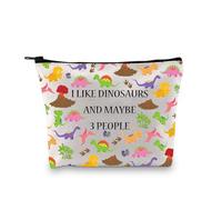 PLITI Regalos para amantes de los dinosaurios para mujeres, fanáticos de los dinosaurios, regalos I Like Dinosaurs and Maybe 3 People Dinosaur Makeup Bag, Como Dinosaurios Bagu, moda