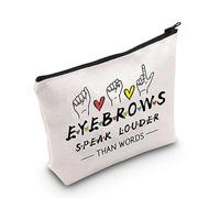 PLITI Regalos para artistas de cejas, regalos de esteticista, regalo de artista de maquillaje, cejas hablan más fuerte que las palabras, bolsa de maquillaje divertida para esteticista, Las cejas