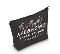 PLITI Regalos para artistas de cejas, regalos de esteticista, regalo de artista de maquillaje, cejas hablan más fuerte que las palabras, divertida bolsa de maquillaje para esteticista, Las cejas