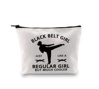 PLITI Taekwondo Gifts - Cinturón negro de karate, regalos para niñas, cinturón negro para niña, como una chica normal, pero mucho más fresca bolsa de maquillaje, Black Beltgirl Bagu, moda