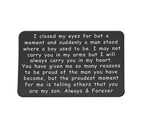 PLITI to My Son - Tarjeta de cartera con inscripción en inglés "Proud of You", con texto "I Closed My Eyes for A Moment" grabada para hijo para hombre