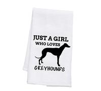 PLITI Toalla de cocina de galgos para amantes de los perros, regalo de Just A Girl Who Loves Greyhounds, toalla de plato para dueño de perro, perro mamá regalo (Girl Lover Greyhounds TWU)