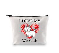PLITI Westie Dog Lovers Regalos para mujeres Funny Westie Dog Mom Gift I Love My Westie West Highland Terrier Bolsa de cosméticos, I Love Westie Bagu, moda