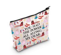 PLITI Wizard Oz Gift Dorothy Ruby - Pantuflas rojas rubí, regalo con texto en inglés "You Had The Power All Along", bolsa de maquillaje para los fans de Dorothy, Power Along Bagu, moda