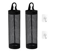 PLKSEI 2 piezas soportes para bolsas de plástico para colgar bolsas de basura con 2 Ganchos estante de malla transpirable bolsas de almacenamiento plegables de malla con ganchos adecuado para cocina
