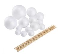 Pllieay CREA tu Propio Modelo de Sistema Solar con 14 Bolas de poliestireno de Diferentes tamaños y 10 Palos de bambú de 24 cm de Largo para proyectos Escolares