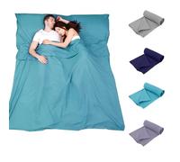 Plliocse Forro para saco de dormir, sábana de camping portátil, 180 x 210 cm, tamaño doble, con bolsillos de almohada, para adultos, hoteles, viajes de negocios, camping (azul, 180 x 210 cm)
