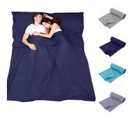 Plliocse Forro para saco de dormir, sábana de camping portátil, 180 x 210 cm, tamaño doble, con bolsillos de almohada, para adultos, hoteles, viajes de negocios, camping (azul marino, 180 x 210 cm)