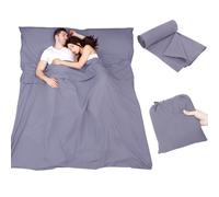 Plliocse Saco de dormir con forro de sábana de viaje, tamaño doble, 160 x 210 cm, con bolsillos de almohada para adultos, viajes, hoteles, viajes de negocios, camping (morado, 160 x 210 cm)